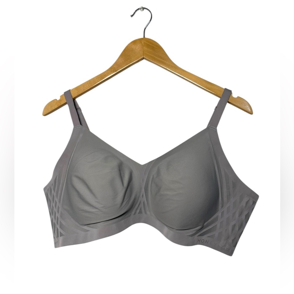 Honeylove Silhouette Bra Gray Size 2X Wireless Stretch Comfortable Adjustable